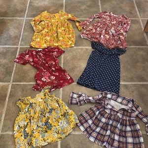 Multiple fall color themed girls clothing
